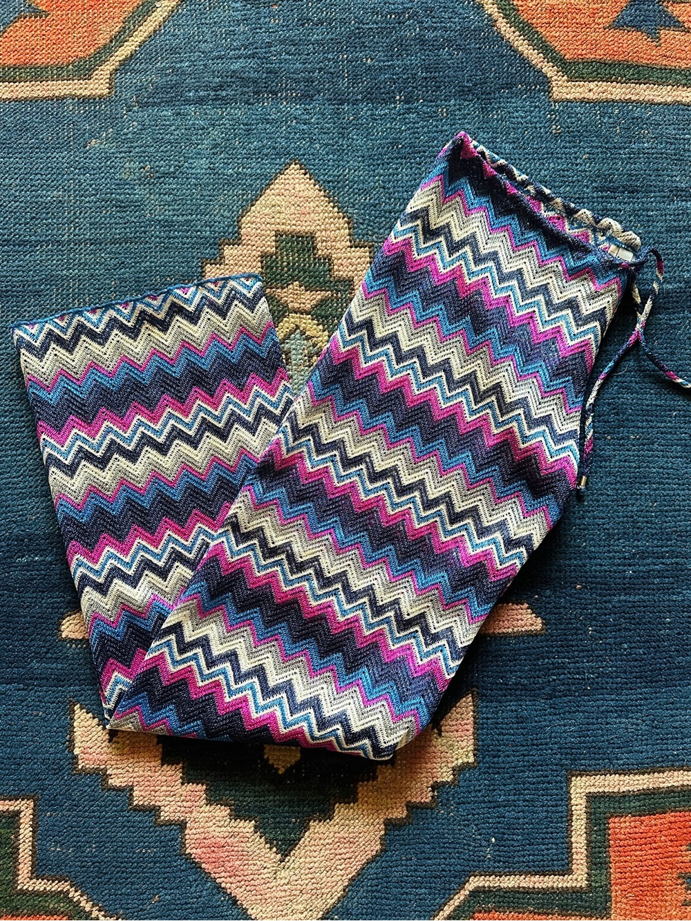 BECCA Chevron Wide-Leg Swim Coverup Pants in Blue, Purple & White